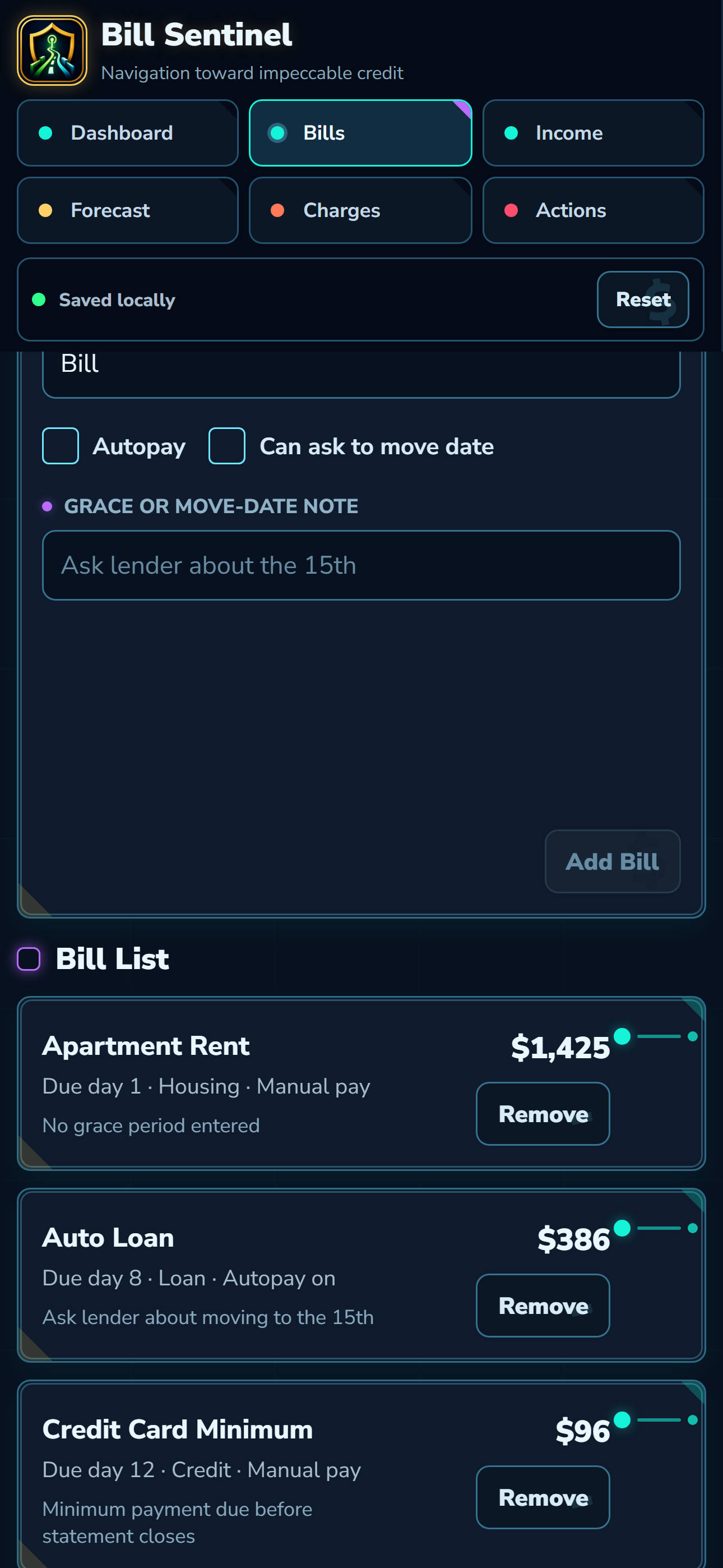 Bill Sentinel creditor map screenshot