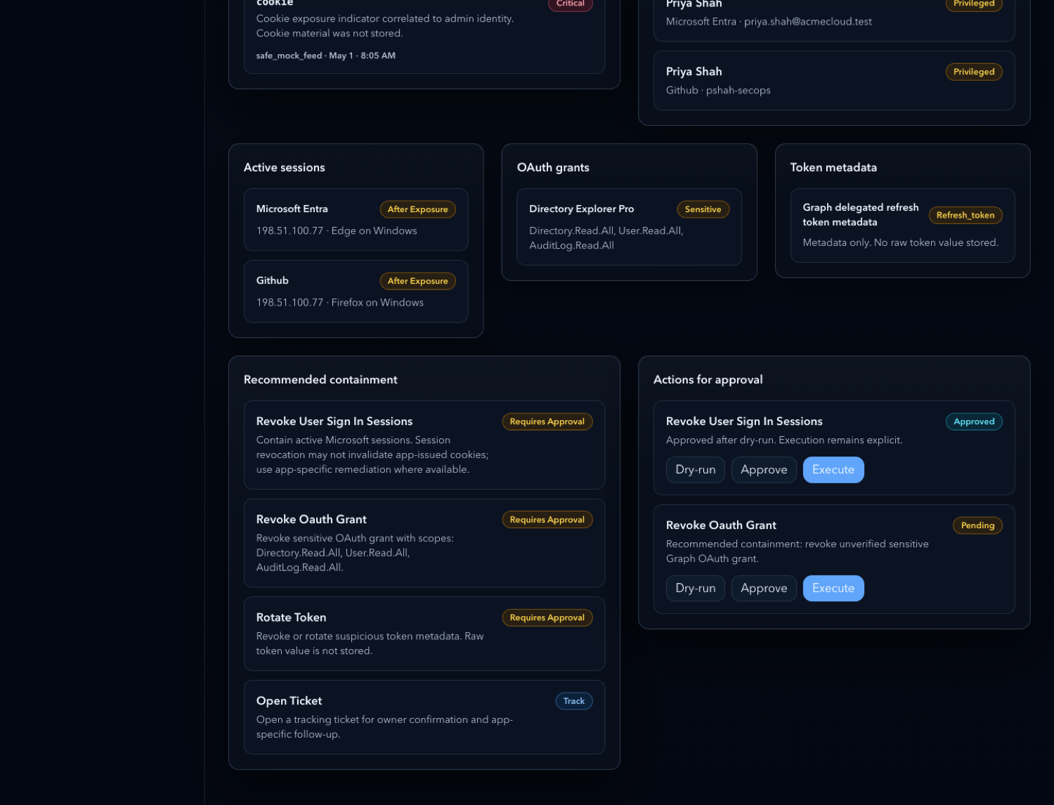 ExposureOps case detail actions screenshot